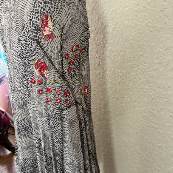 Vintage Lapis Silk Animal Print & Sequin Maxi Dress - Picture 5 of 9